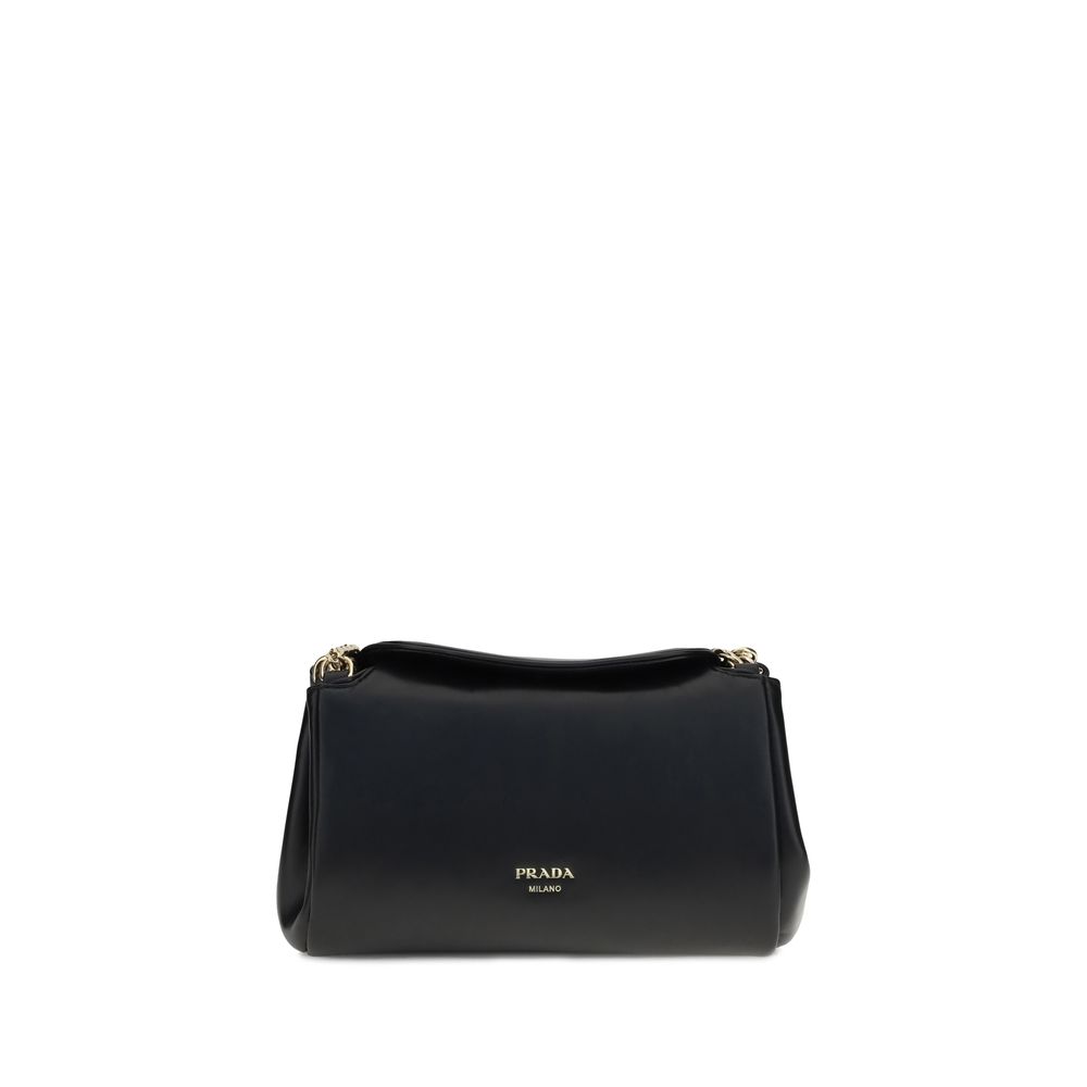 Prada Black Calf Leather Shoulder Bag - SS26 28x16cm - Front view