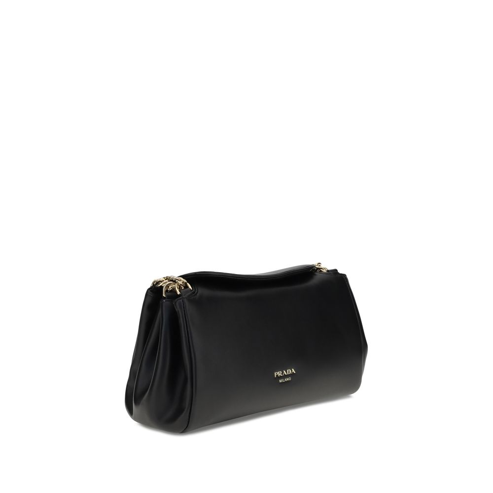 Prada Black Calf Leather Shoulder Bag - SS26 28x16cm - Side view