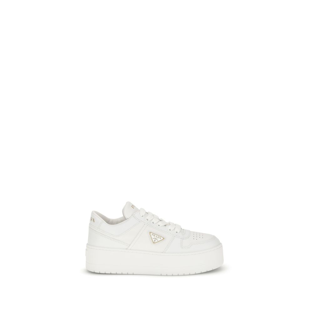 Prada White Calf Leather Platform Sneakers - Front view