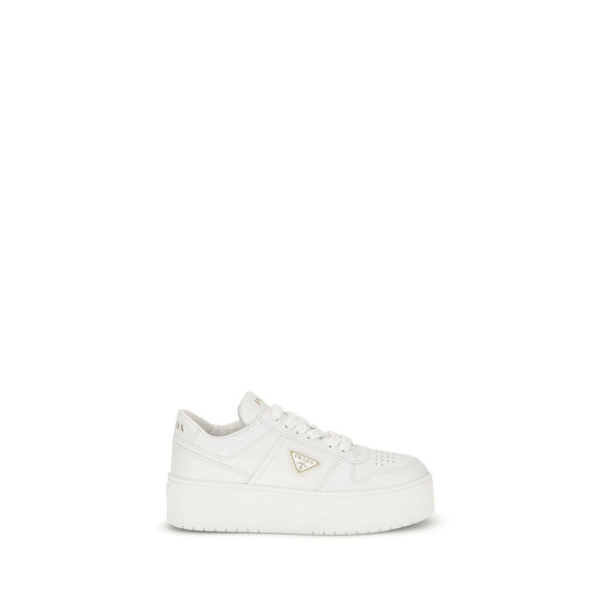 Prada White Calf Leather Platform Sneakers - Front view