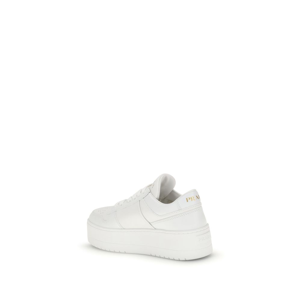 Prada White Calf Leather Platform Sneakers - Back view
