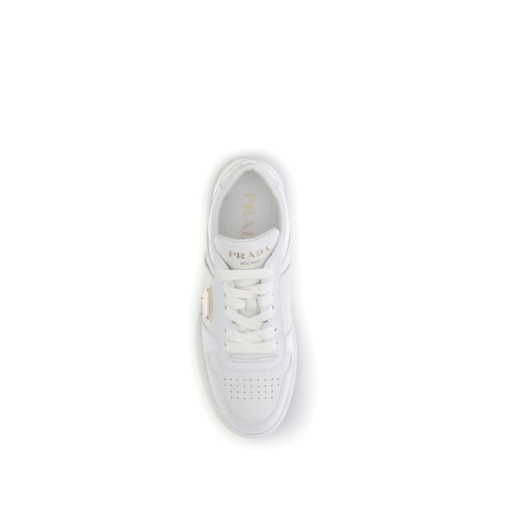 Prada White Calf Leather Platform Sneakers - Detail view