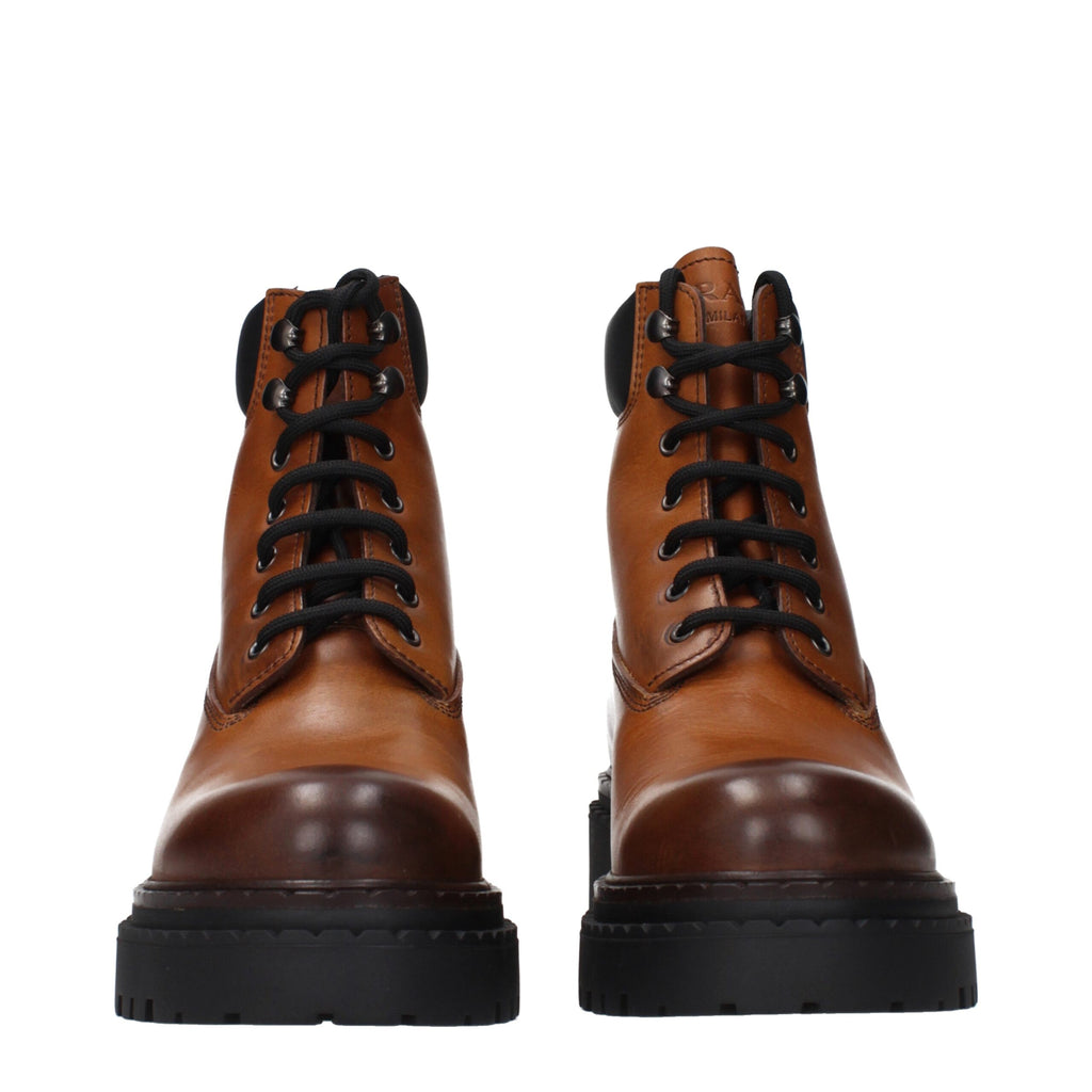 Prada Brown Leather Ankle Boots - Back view
