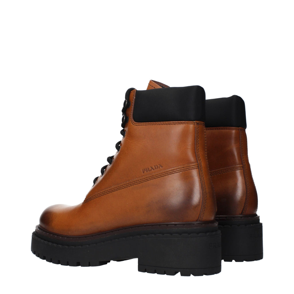 Prada Brown Leather Ankle Boots - Detail view