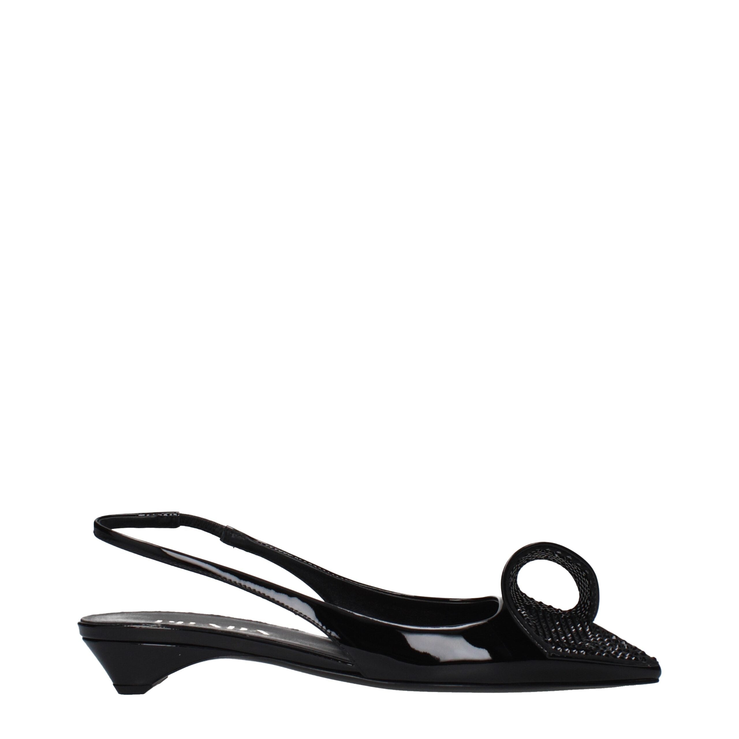 Prada Black Leather Flat Sandals (Ref. PR15433029648649) - Front view