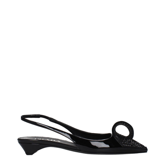 Prada Black Leather Flat Sandals (Ref. PR15433029648649) - Front view