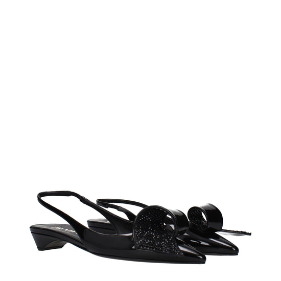 Prada Black Leather Flat Sandals (Ref. PR15433029648649) - Side view