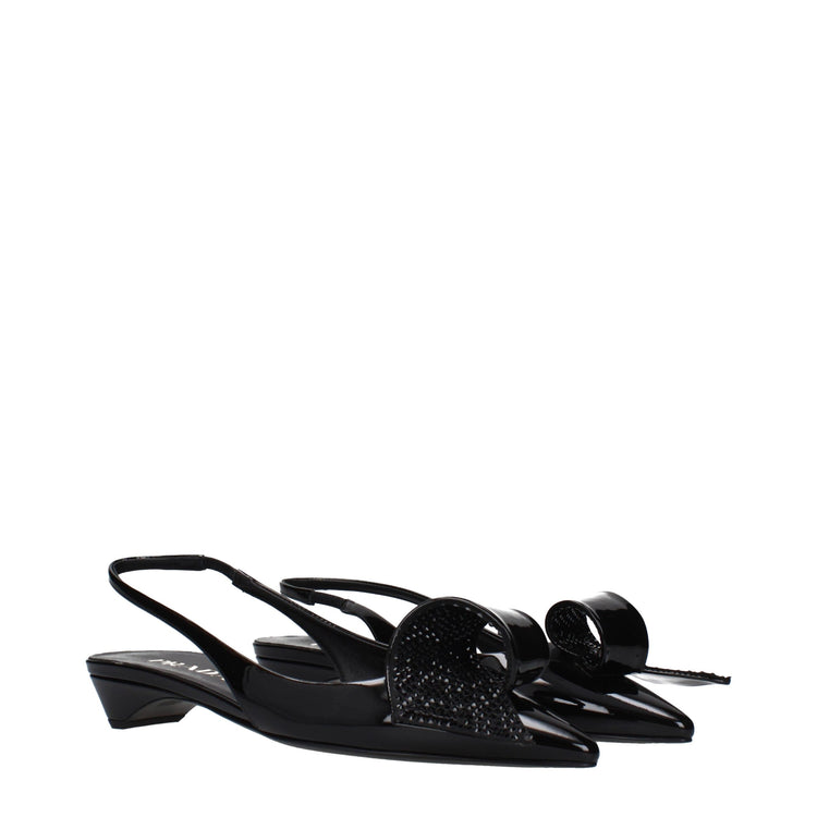 Prada Black Leather Flat Sandals (Ref. PR15433029648649) - Side view