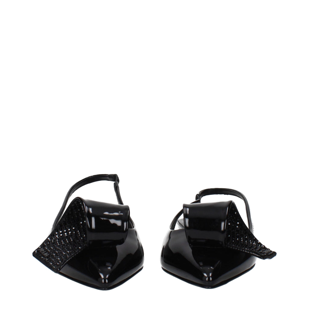 Prada Black Leather Flat Sandals (Ref. PR15433029648649) - Back view