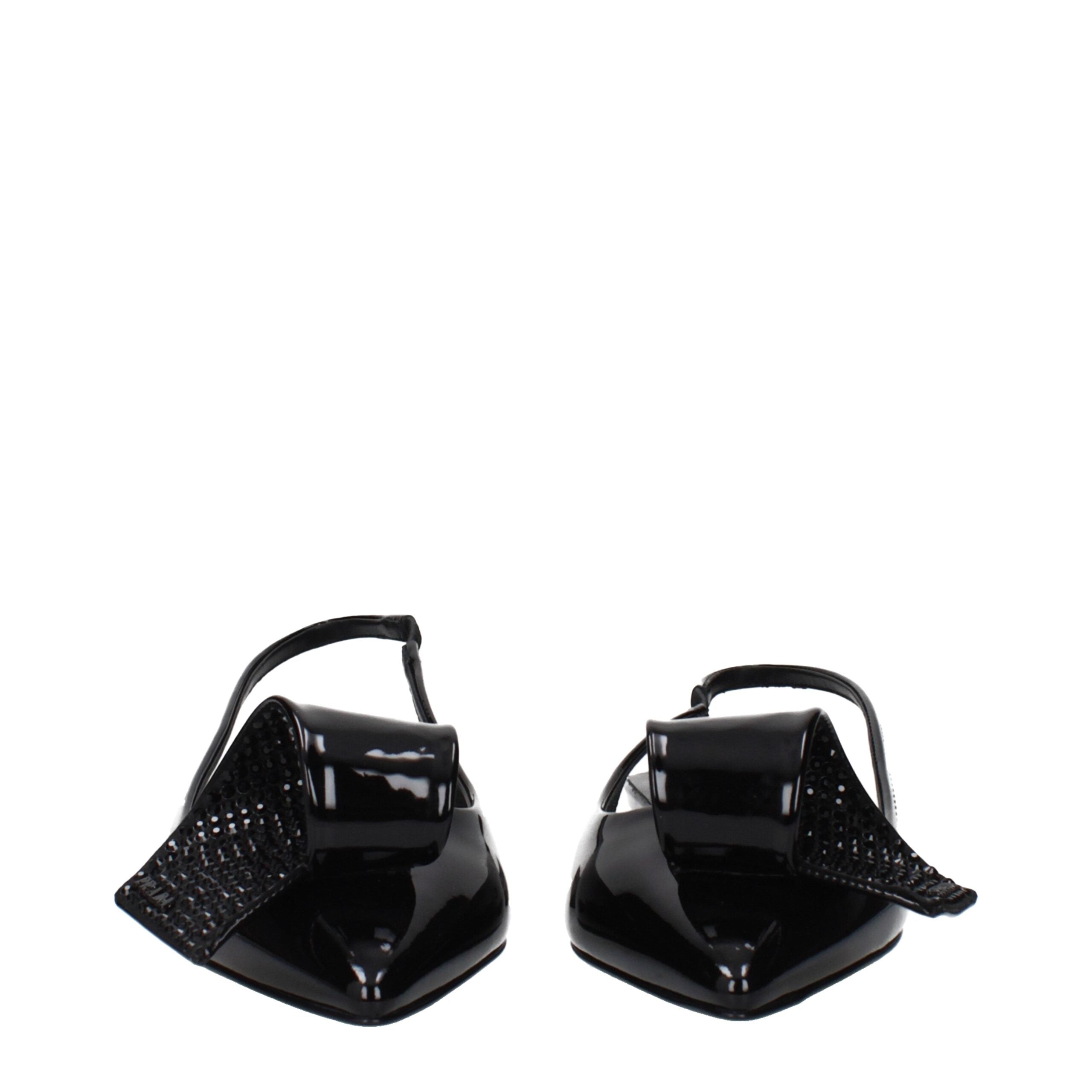 Prada Black Leather Flat Sandals (Ref. PR15433029648649) - Back view