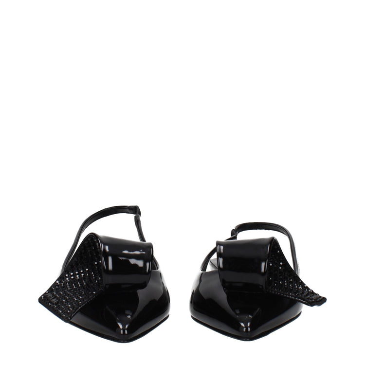 Prada Black Leather Flat Sandals (Ref. PR15433029648649) - Back view
