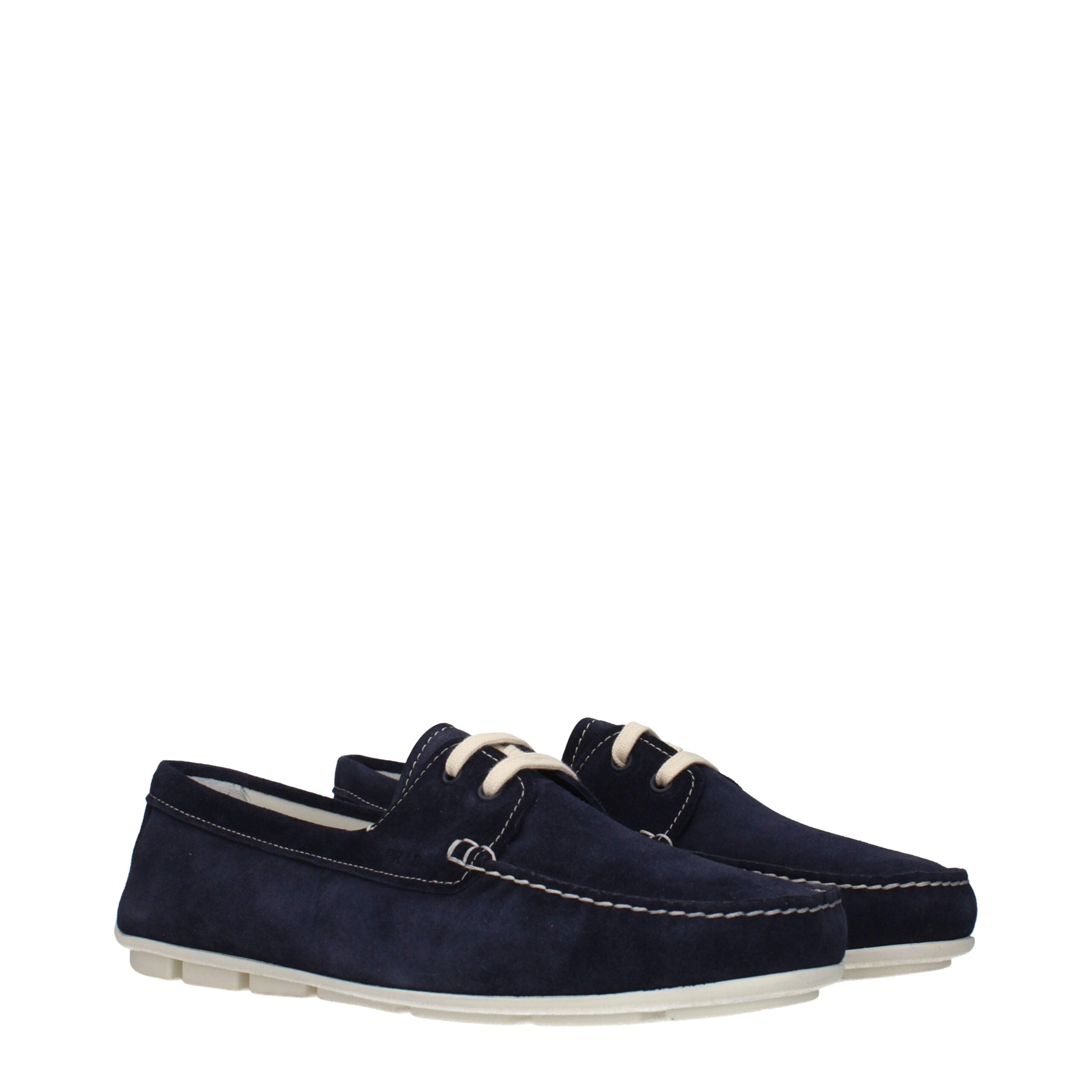 Prada Blue Leather Slip On Loafers - Side view