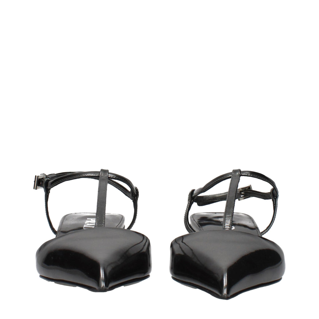 Prada Gray Leather Flat Sandals - Back view