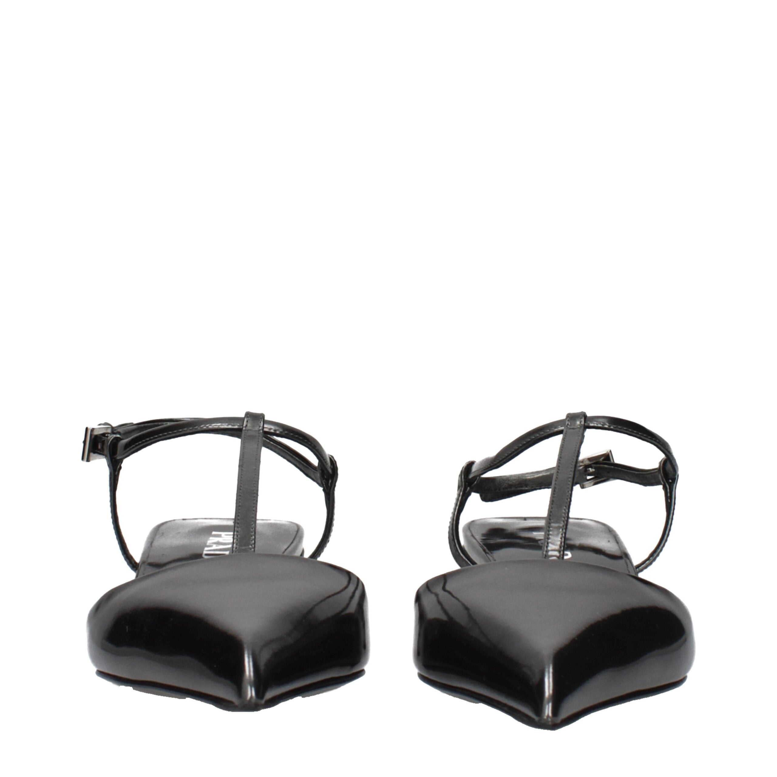 Prada Gray Leather Flat Sandals - Back view