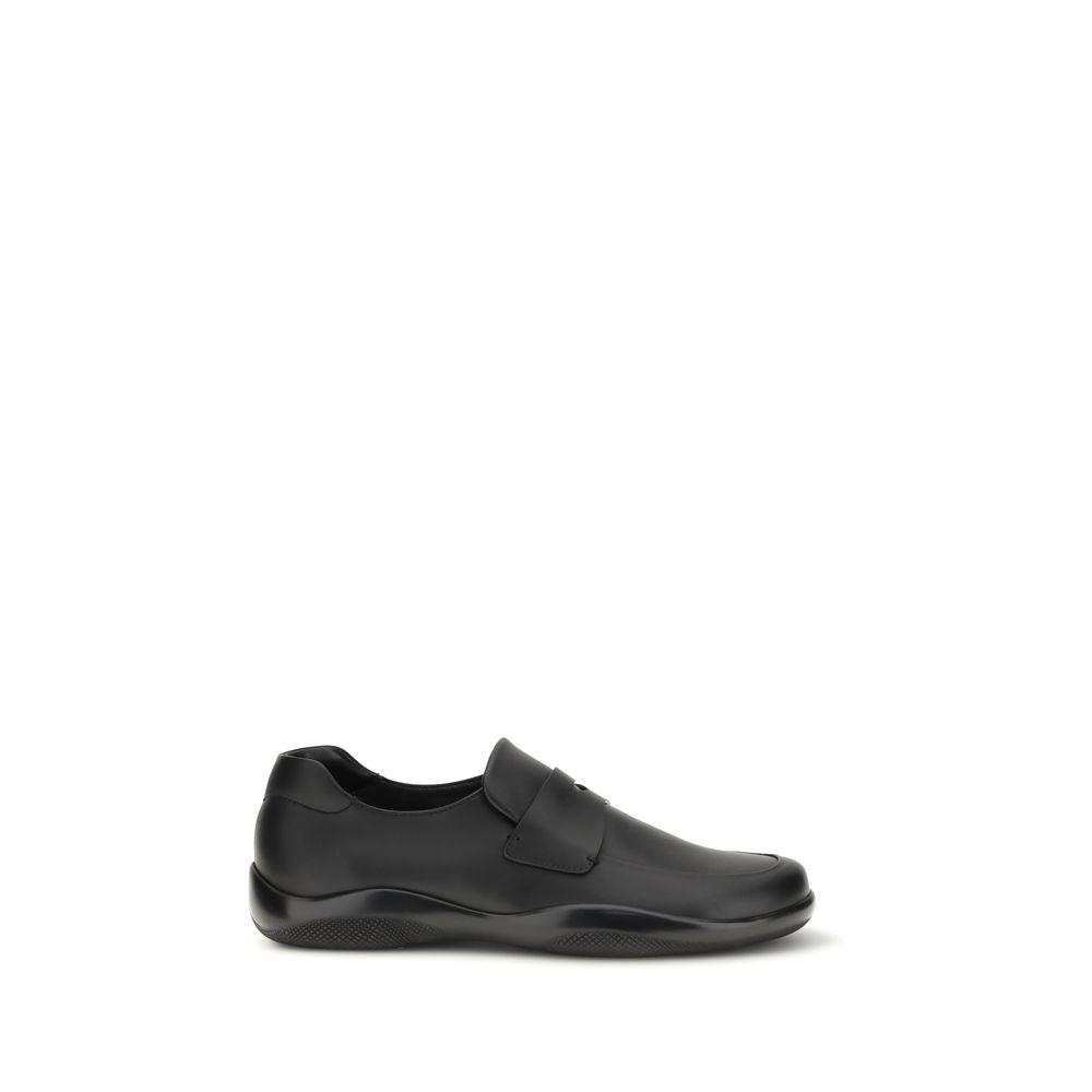Prada Black Calf Leather Slip On Loafers - SS26 (Ref. PR4D3612FD001070F0002) - Front view