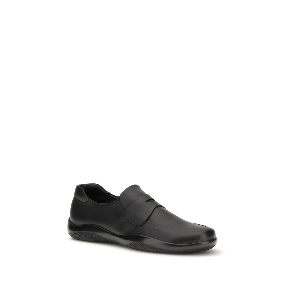 Prada Black Calf Leather Slip On Loafers - SS26 (Ref. PR4D3612FD001070F0002) - Side view