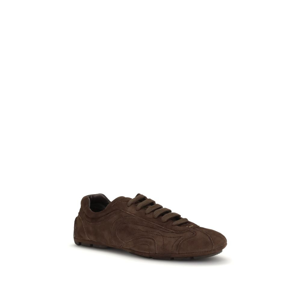 Prada Brown Calf Leather Athletic Sneakers - Side view