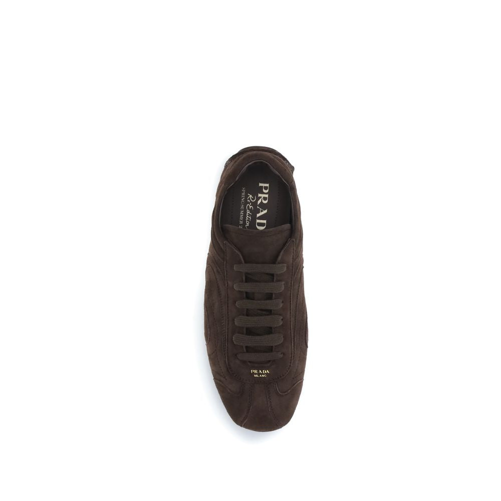 Prada Brown Calf Leather Athletic Sneakers - Detail view